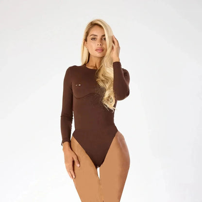 Long Sleeves 2025 Sexy Women One Piece Swimsuit Swimwear Female Solid Biquini Monokini Swimming Suit Bathing Suit Beachwear - A-1 Thread Vault