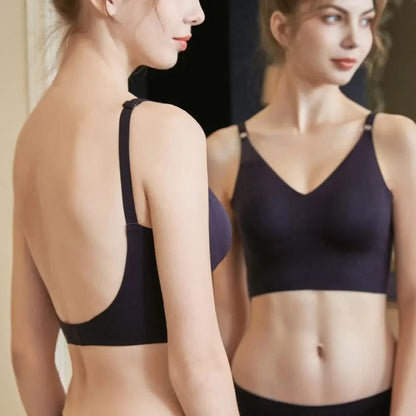 Low Back Bra Top Women Seamless Bralette Deep U Bras Backless Brassiere Large Size Underwear Wireless Sleepwear Lingerie M-6XL - A-1 Thread Vault