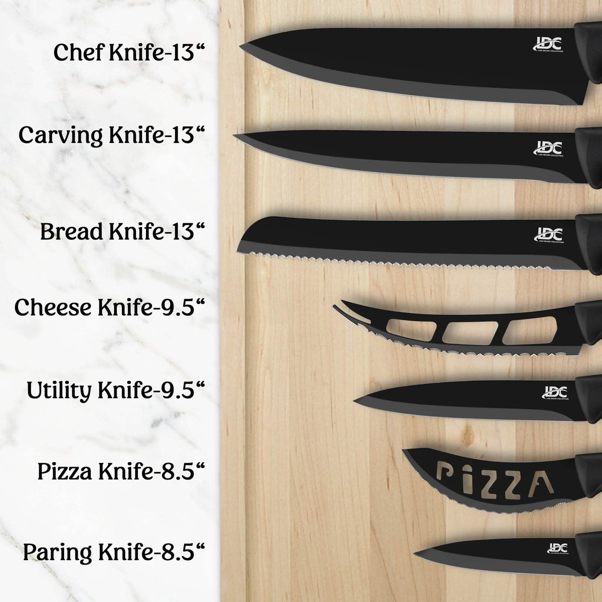 Lux Decor Collection Kitchen Knife Set Ultra Sharp Stainless Steel Knives Set - A-1 Thread Vault