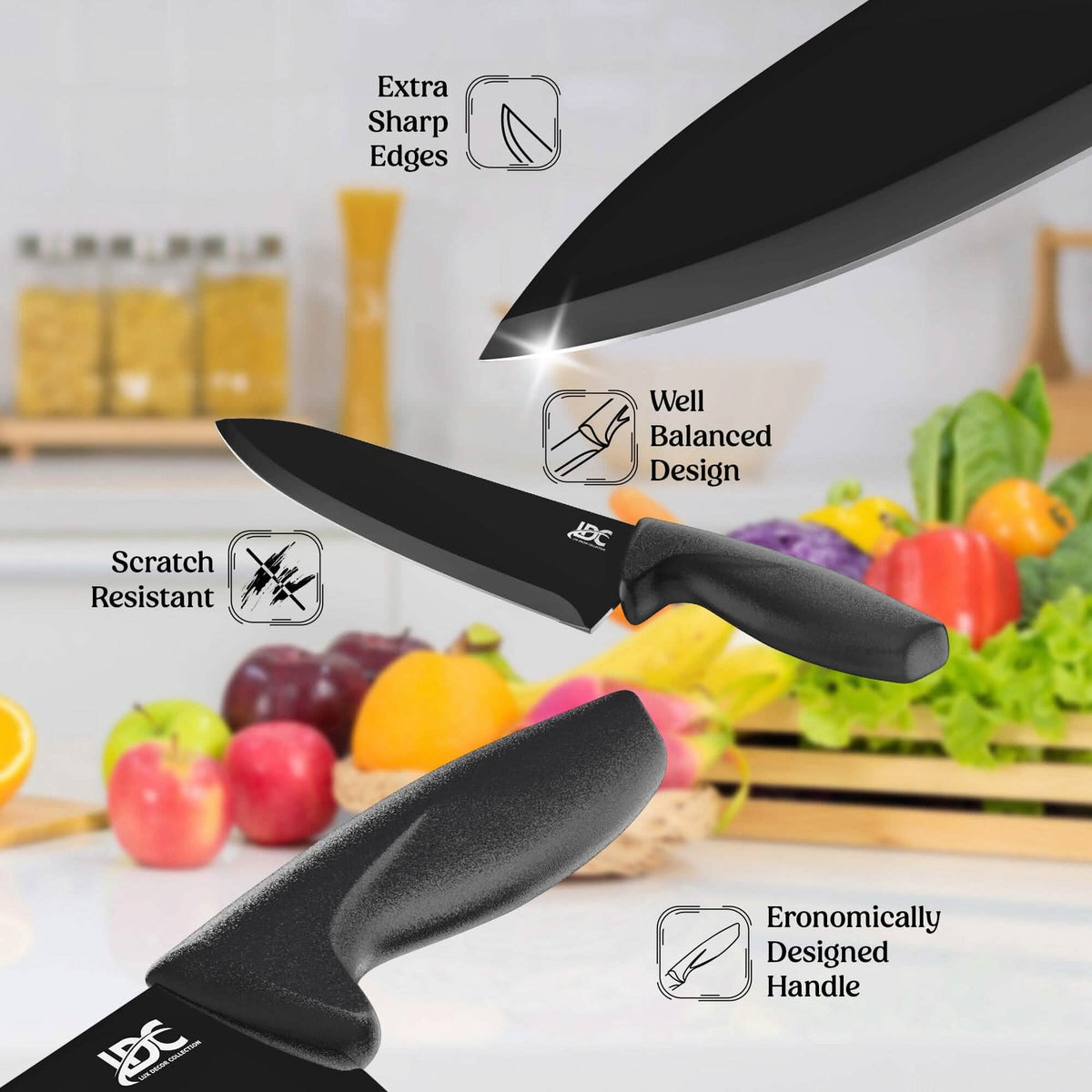 Lux Decor Collection Kitchen Knife Set Ultra Sharp Stainless Steel Knives Set - A-1 Thread Vault