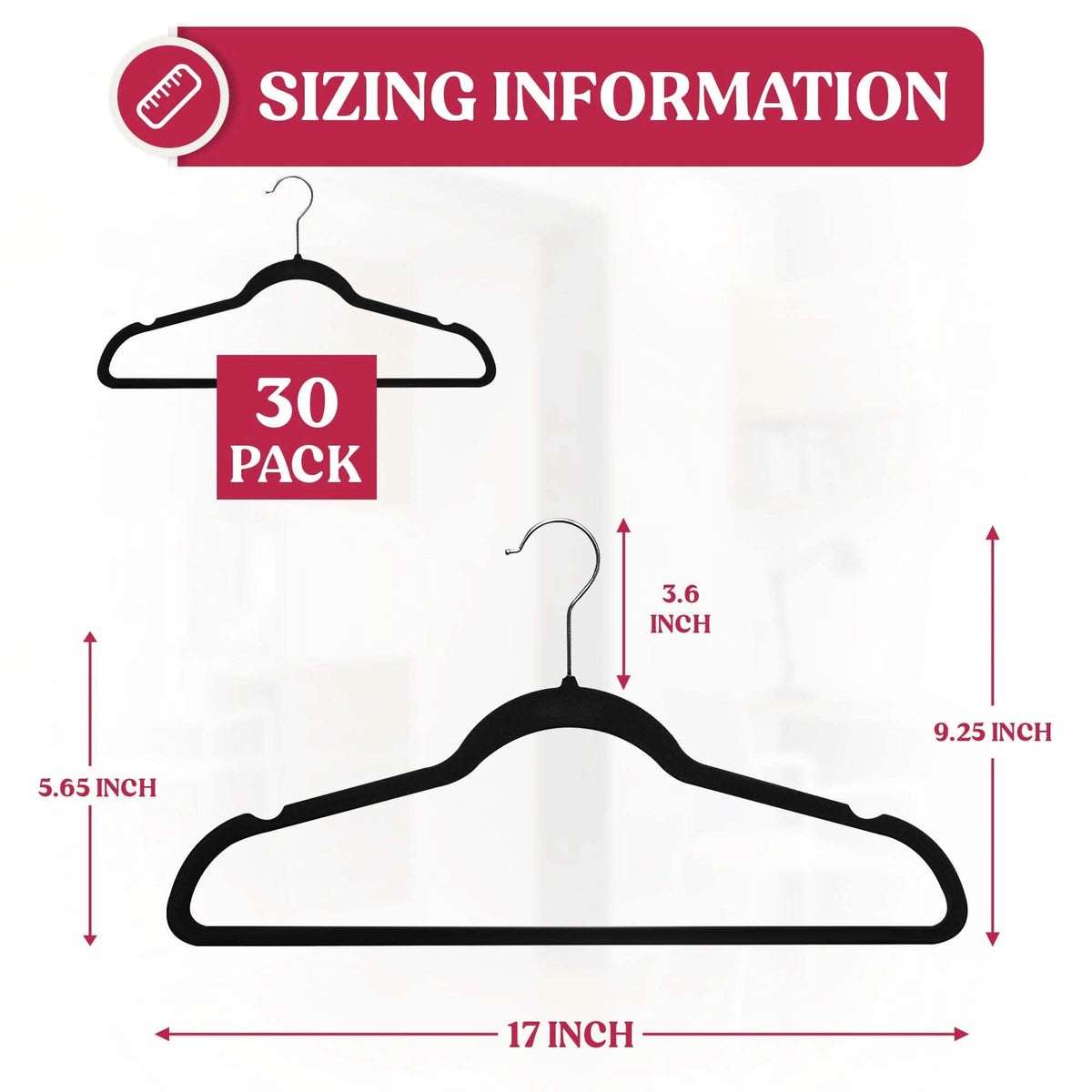 Lux Decor Collection Velvet Hangers Non-Slip Cloth Storage Organizer Space Saving Closet Clothing Hanger Pack - A-1 Thread Vault