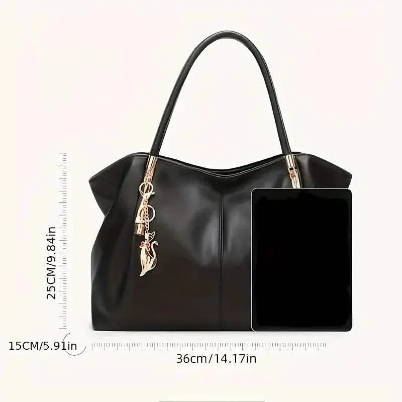 Luxurious Large Capacity Satchel Bag Stylish Top-Handle Design With Pendant - A-1 Thread Vault