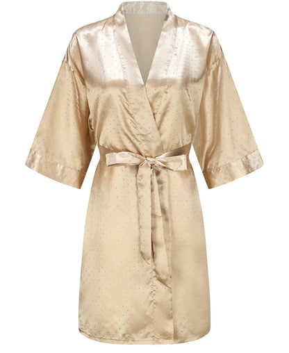 Luxury Bridal Short Robe Wedding Day Diamond Feather Dressing Gown Silk Satin Whi - A-1 Thread Vault