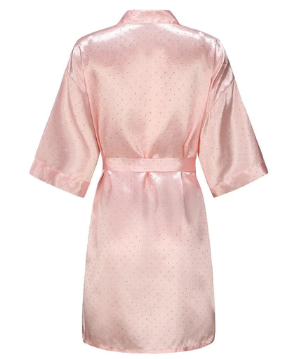 Luxury Bridal Short Robe Wedding Day Diamond Feather Dressing Gown Silk Satin Whi - A-1 Thread Vault
