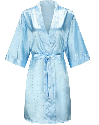 Luxury Bridal Short Robe Wedding Day Diamond Feather Dressing Gown Silk Satin Whi - A-1 Thread Vault