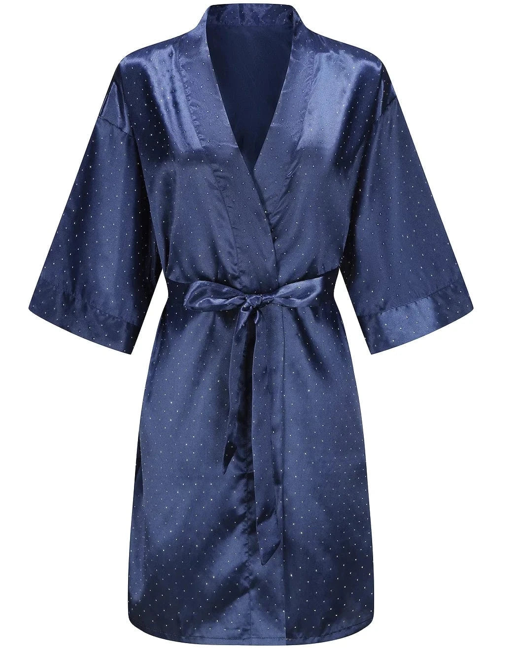 Luxury Bridal Short Robe Wedding Day Diamond Feather Dressing Gown Silk Satin Whi - A-1 Thread Vault