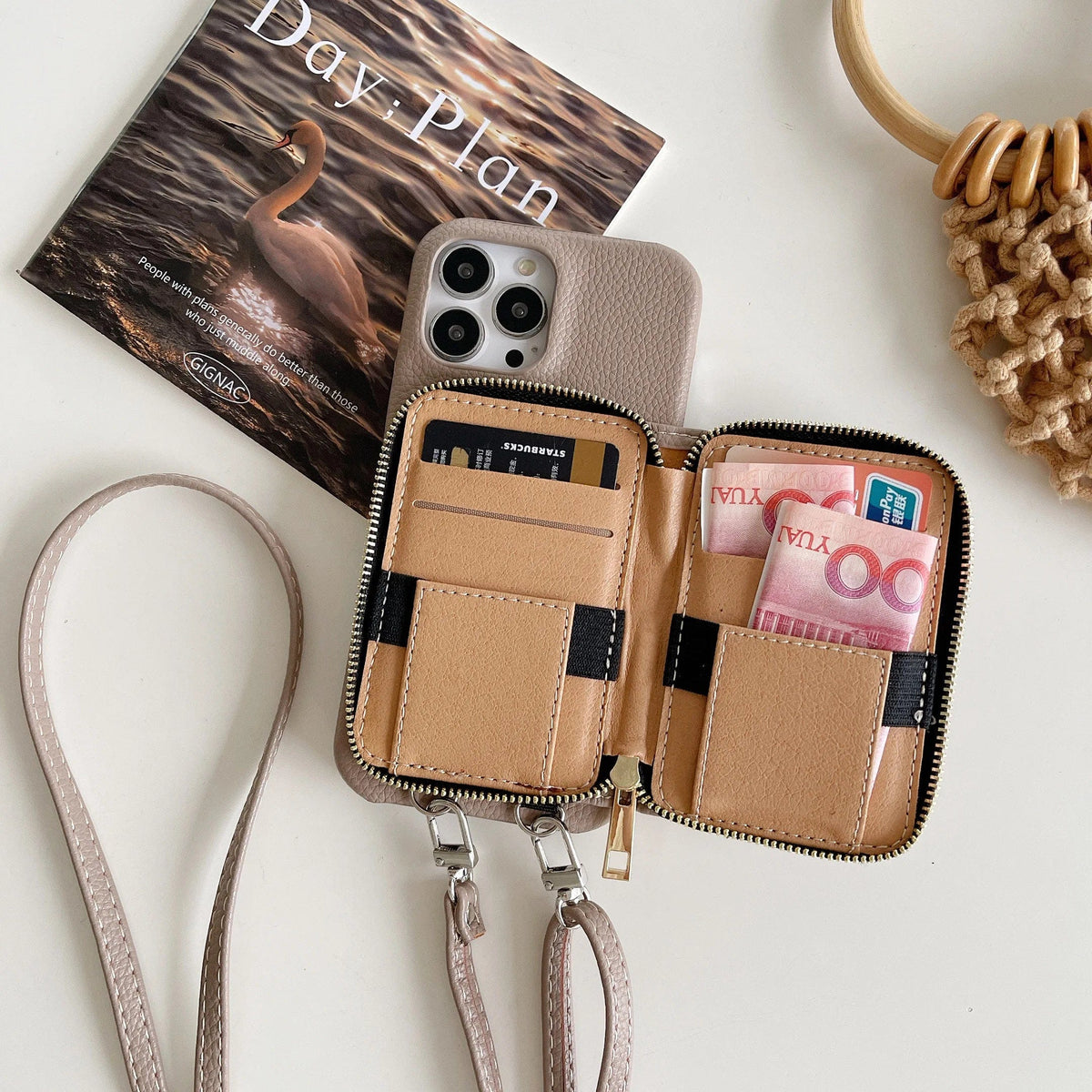 Luxury Crossbody Wallet Leather iPhone Case - A-1 Thread Vault
