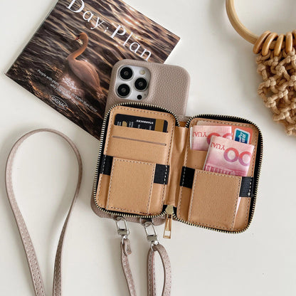 Luxury Crossbody Wallet Leather iPhone Case - A-1 Thread Vault