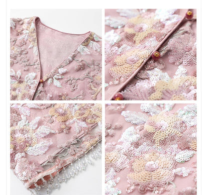 Luxury Embroidered Floral Jacket & Skirt Set(MS307) - A-1 Thread Vault