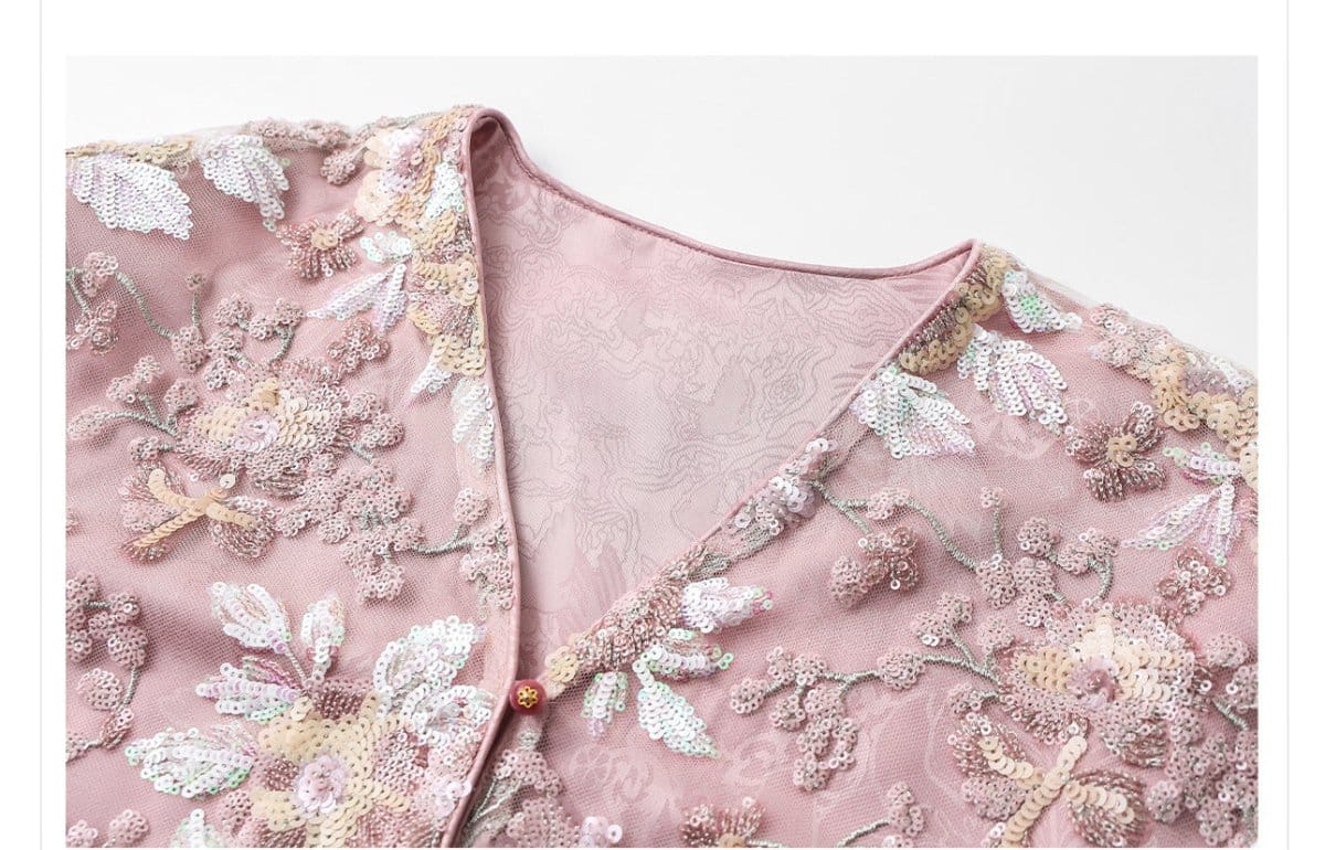 Luxury Embroidered Floral Jacket & Skirt Set(MS307) - A-1 Thread Vault
