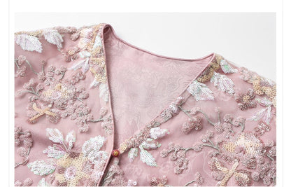 Luxury Embroidered Floral Jacket & Skirt Set(MS307) - A-1 Thread Vault