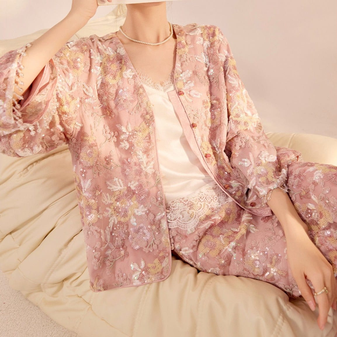 Luxury Embroidered Floral Jacket & Skirt Set(MS307) - A-1 Thread Vault