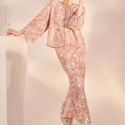 Luxury Embroidered Floral Jacket & Skirt Set(MS307) - A-1 Thread Vault