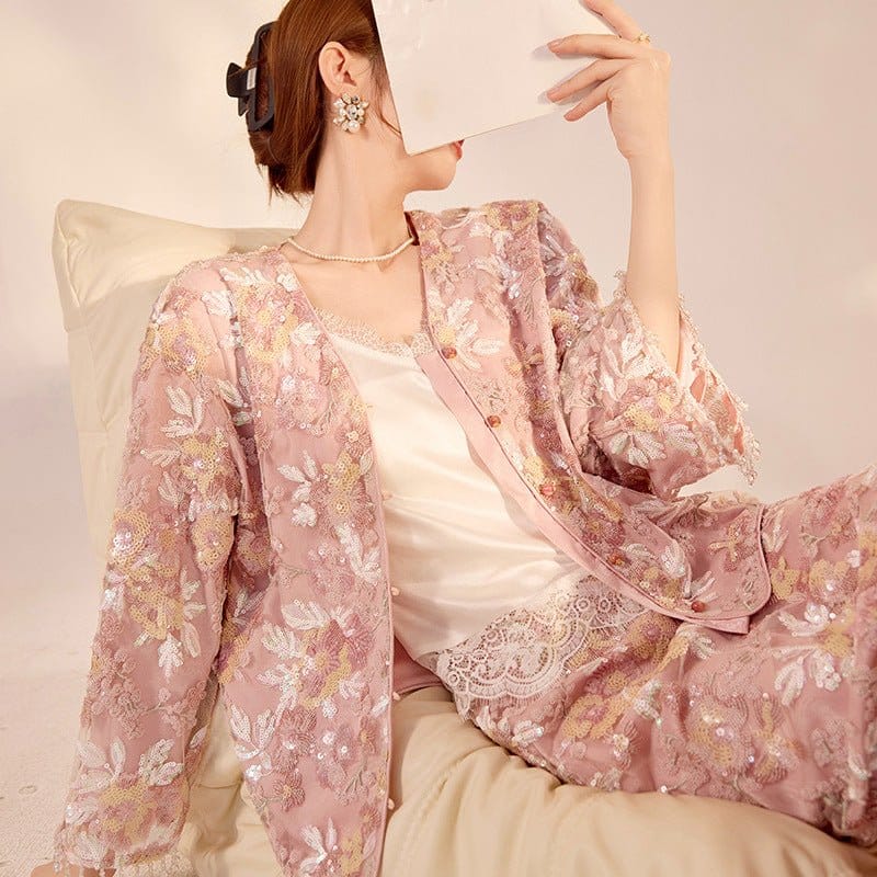 Luxury Embroidered Floral Jacket & Skirt Set(MS307) - A-1 Thread Vault