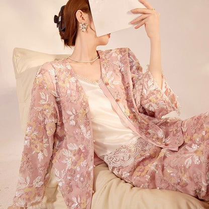 Luxury Embroidered Floral Jacket & Skirt Set(MS307) - A-1 Thread Vault