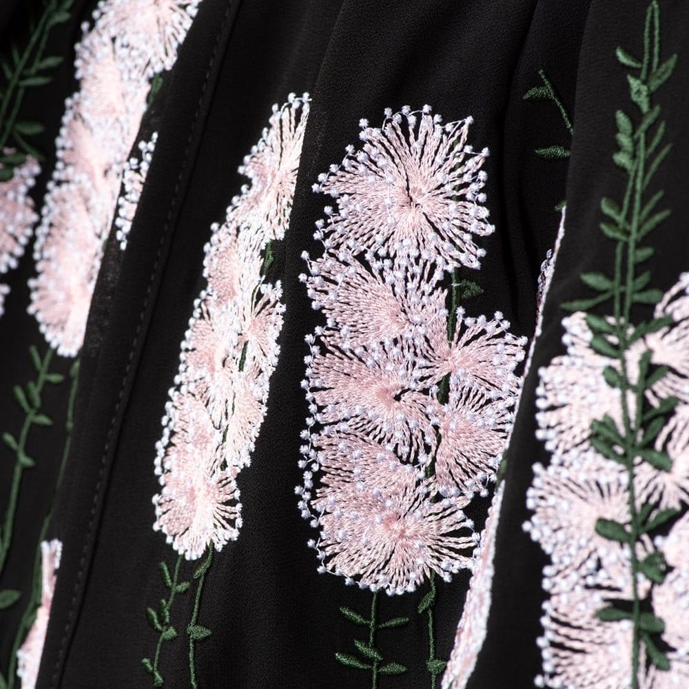 Luxury Floral Embroidered Double-Layer Chiffon Open Abaya(MOA308) - A-1 Thread Vault