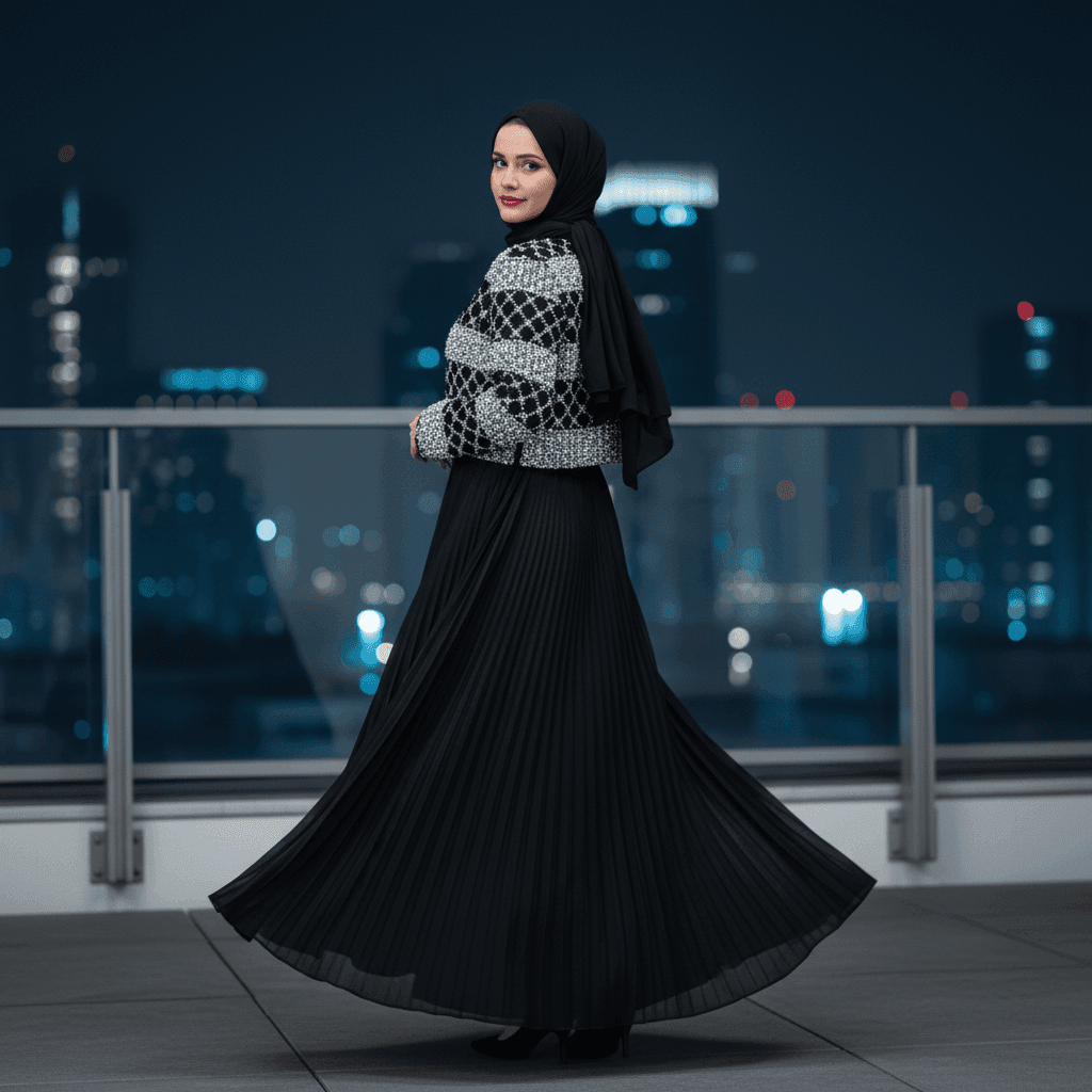 Luxury Pearl Beaded Diamond Grid Jacket & Pleated Dress Set(MS403) - A-1 Thread Vault