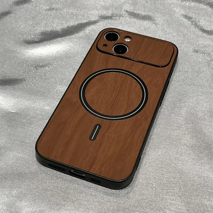 Luxury Wood Grain Magsafe Shockproof iPhone Case - A-1 Thread Vault