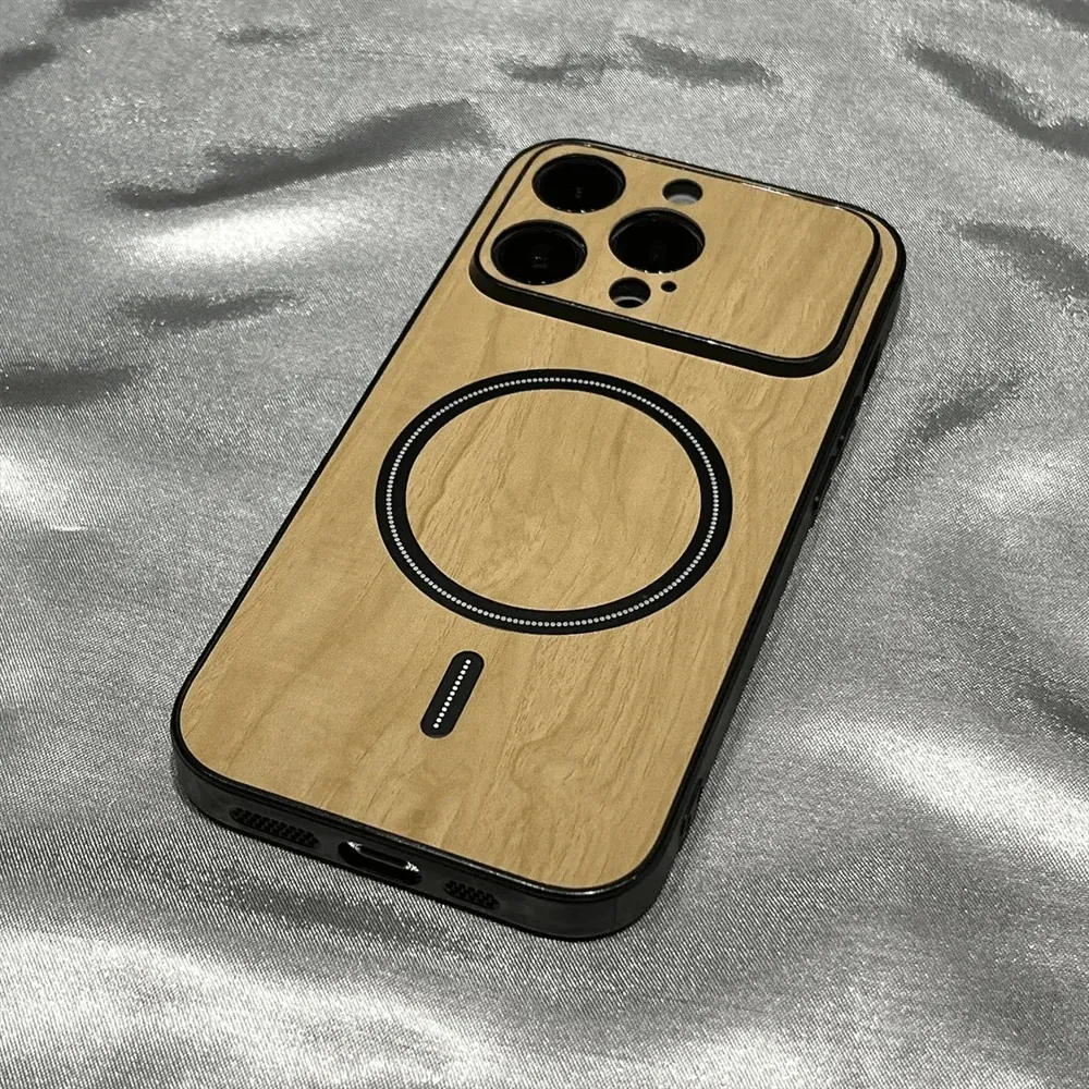 Luxury Wood Grain Magsafe Shockproof iPhone Case - A-1 Thread Vault