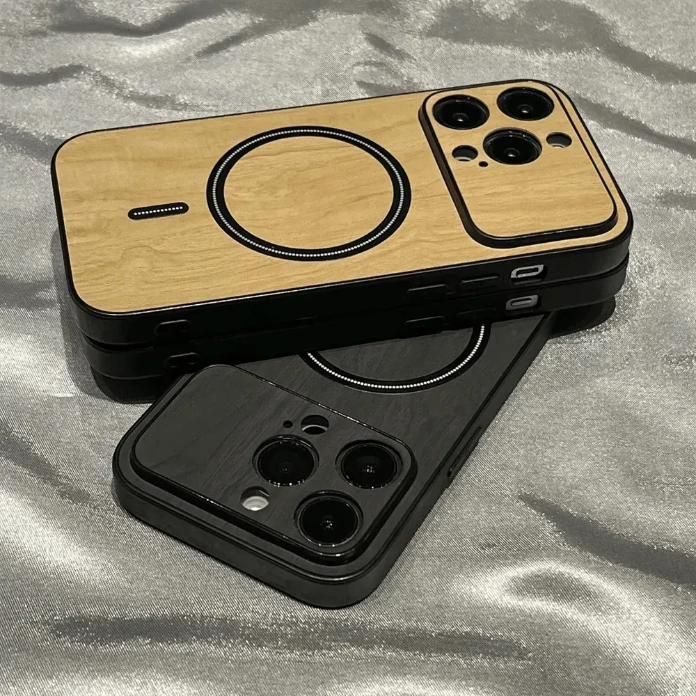 Luxury Wood Grain Magsafe Shockproof iPhone Case - A-1 Thread Vault