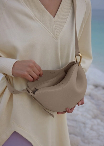 MAC182 Lychee Textured One-Shoulder Crossbody Saddle Bag - A-1 Thread Vault