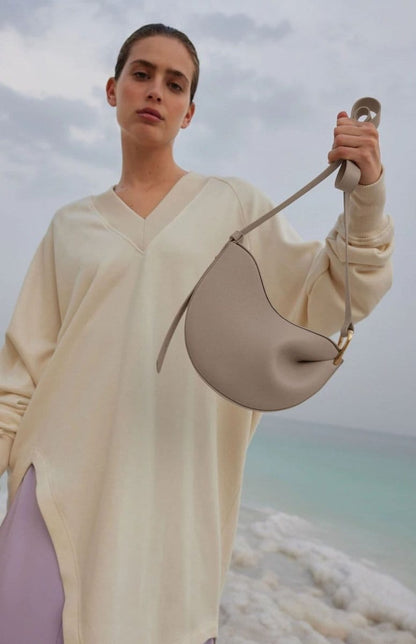 MAC182 Lychee Textured One-Shoulder Crossbody Saddle Bag - A-1 Thread Vault