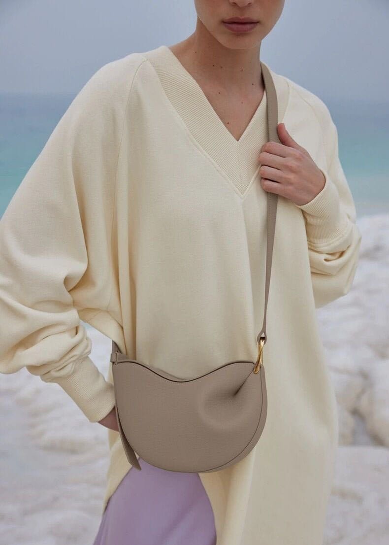 MAC182 Lychee Textured One-Shoulder Crossbody Saddle Bag - A-1 Thread Vault