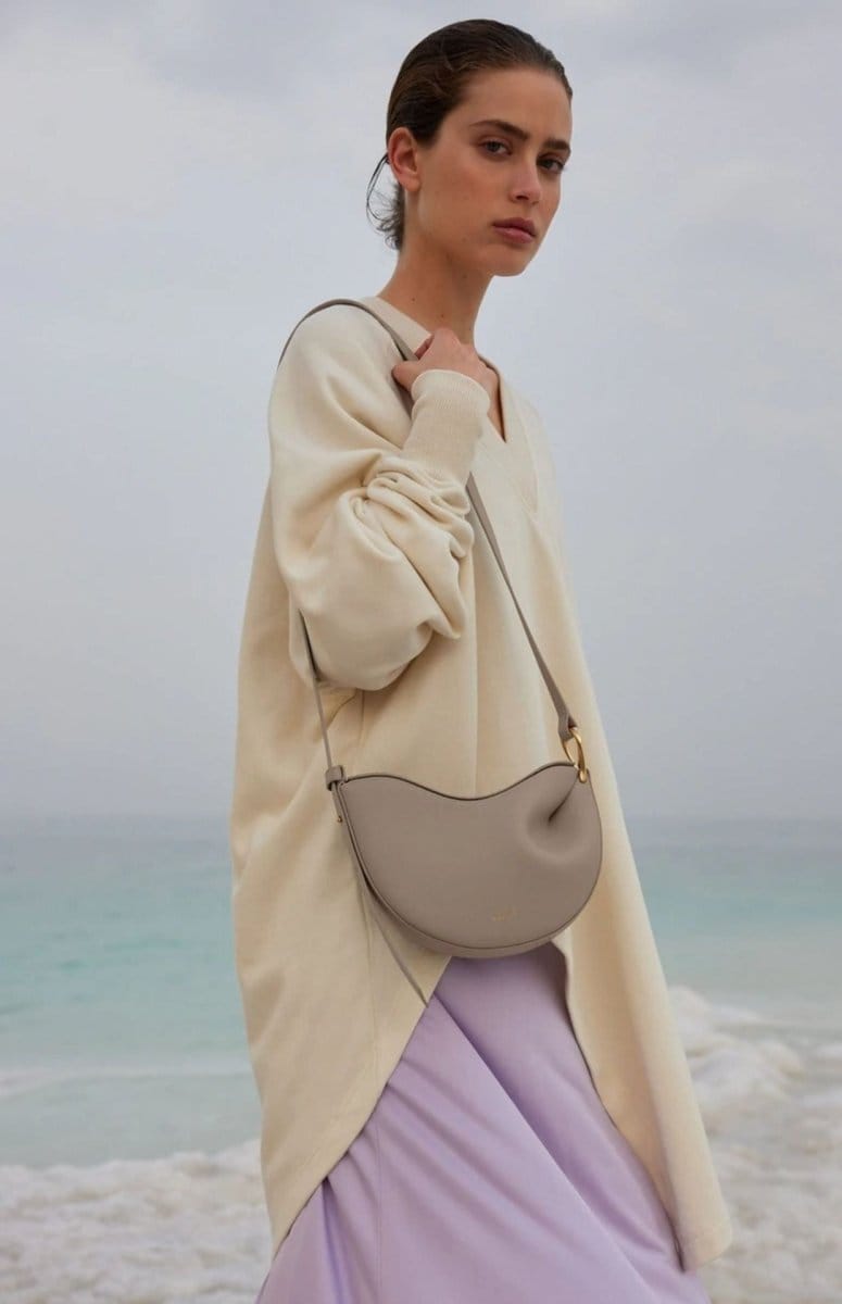 MAC182 Lychee Textured One-Shoulder Crossbody Saddle Bag - A-1 Thread Vault