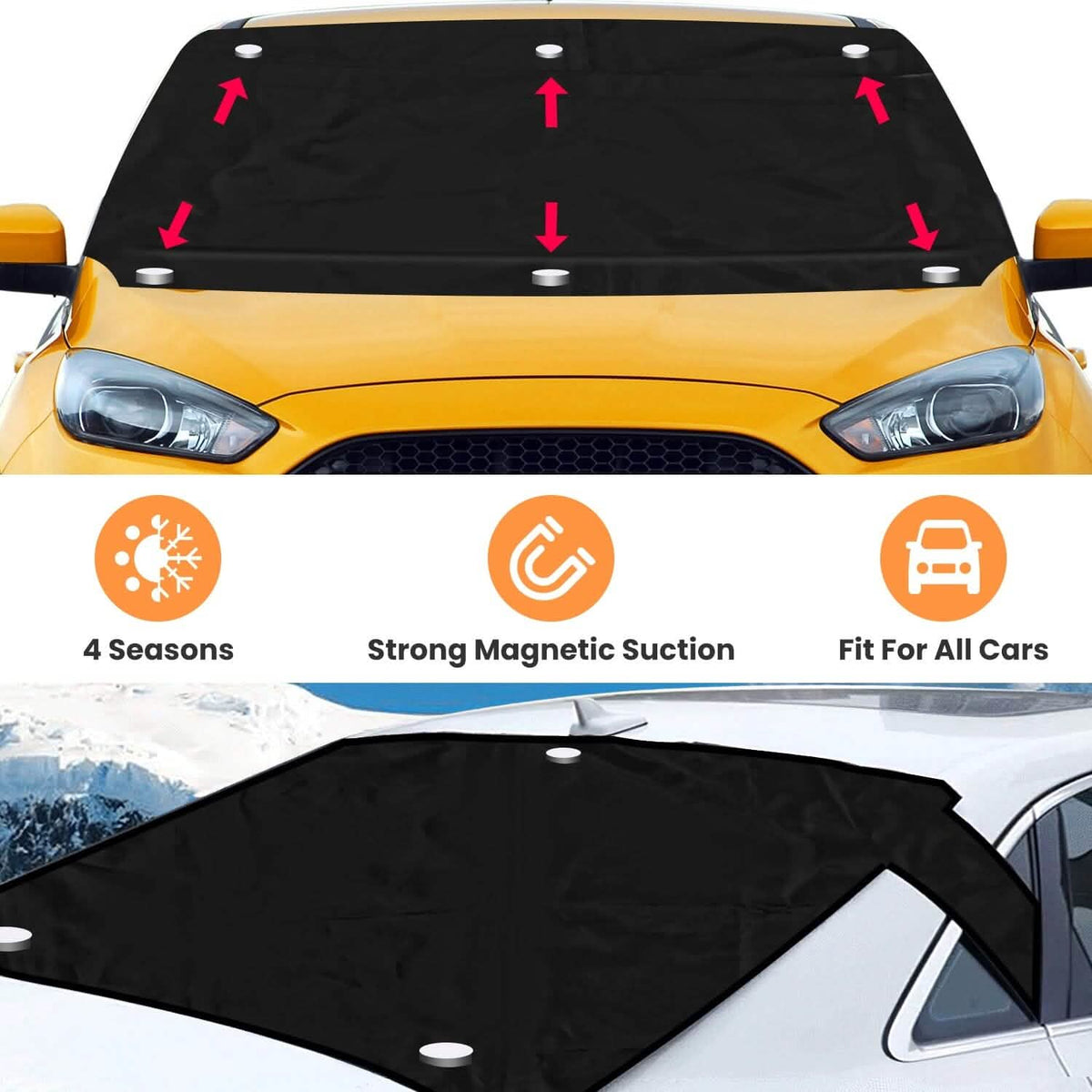 Magnetic Car Windshield Cover Front Rear Protector Fit for All Cars - A-1 Thread Vault