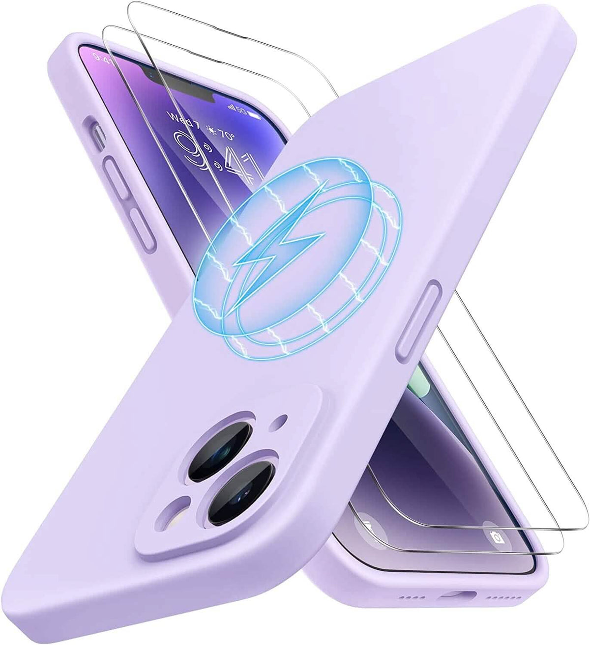 Magnetic MagSafe Case for iPhone 14 Plus with Glass Screen Protector, Silicone Case 6.7 inch - A-1 Thread Vault
