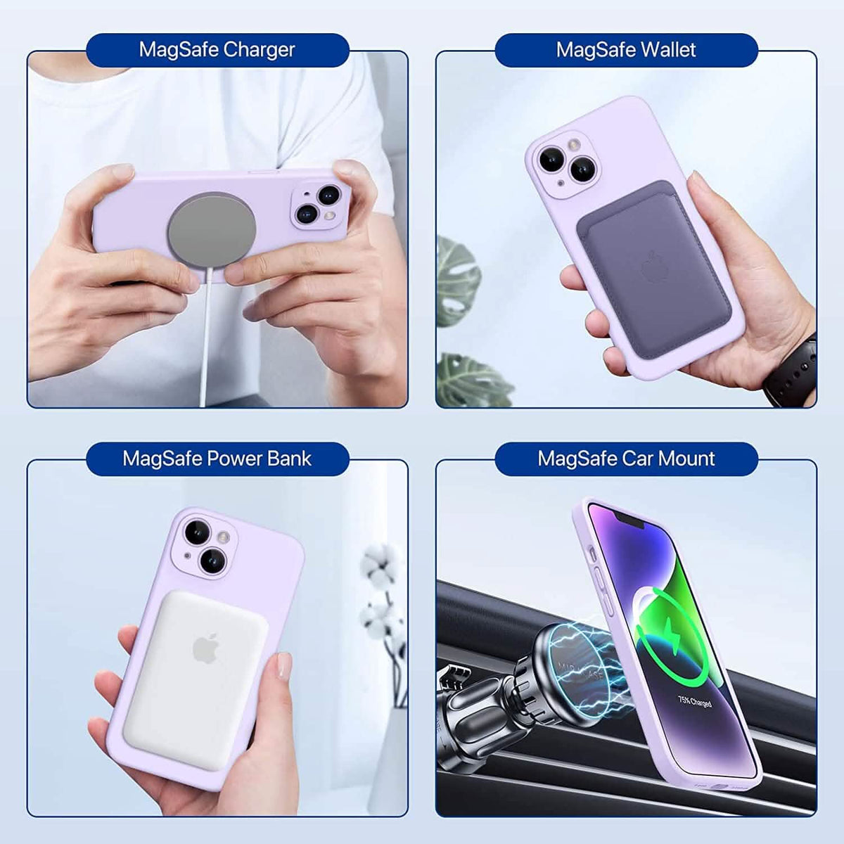 Magnetic MagSafe Case for iPhone 14 Plus with Glass Screen Protector, Silicone Case 6.7 inch - A-1 Thread Vault