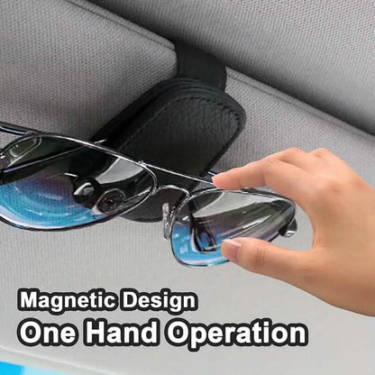 Magnetic PU Leather Car Visor Sunglasses Holder - A-1 Thread Vault