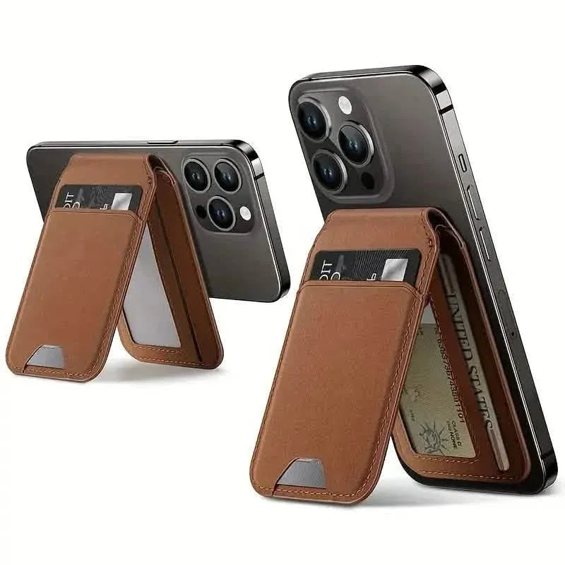 Magnetic PU Leather RFID Blocking Flip Kickstand Credit Slots Wallet Credit Cell Case Card Cover Slot Card Holder for Back of IPhone - A-1 Thread Vault