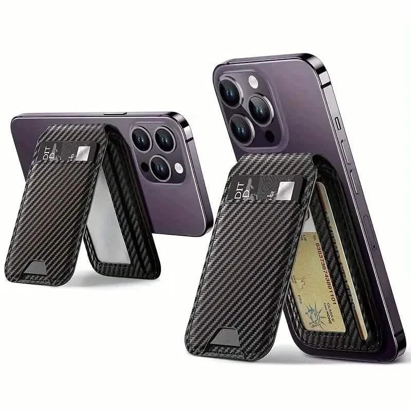 Magnetic PU Leather RFID Blocking Flip Kickstand Credit Slots Wallet Credit Cell Case Card Cover Slot Card Holder for Back of IPhone - A-1 Thread Vault