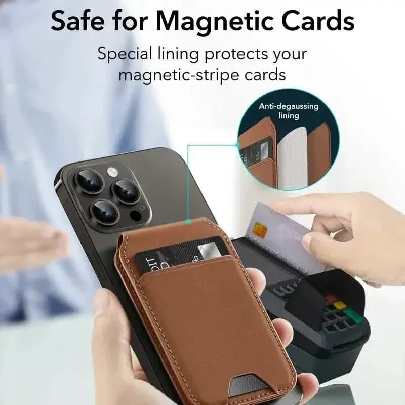 Magnetic PU Leather RFID Blocking Flip Kickstand Credit Slots Wallet Credit Cell Case Card Cover Slot Card Holder for Back of IPhone - A-1 Thread Vault