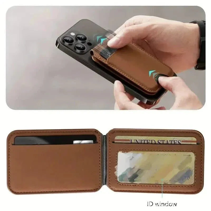 Magnetic PU Leather RFID Blocking Flip Kickstand Credit Slots Wallet Credit Cell Case Card Cover Slot Card Holder for Back of IPhone - A-1 Thread Vault