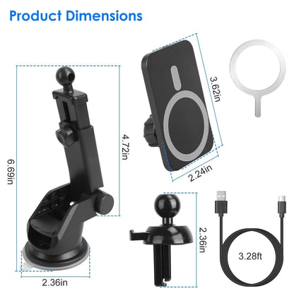 Magnetic Wireless Charger MagSafe Car Phone Mount Air Vent Holder - A-1 Thread Vault