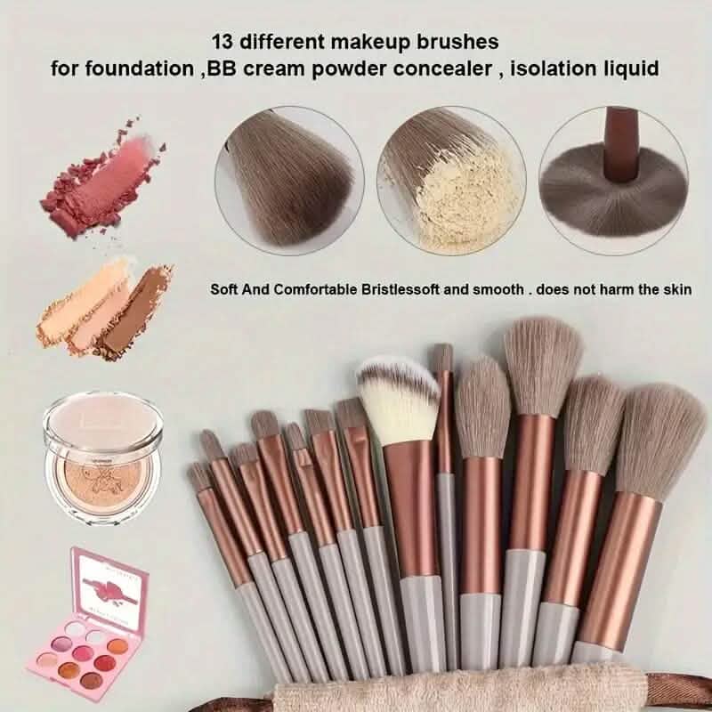 13-Piece: Professional Soft Fluffy Makeup Brush Set with Bag Case - A-1 Thread Vault