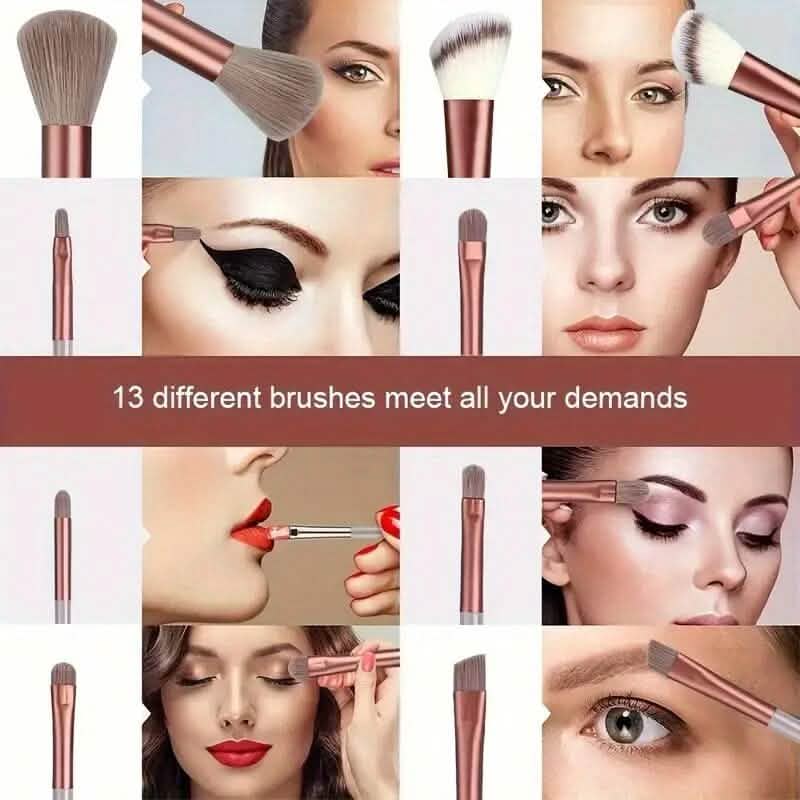 13-Piece: Professional Soft Fluffy Makeup Brush Set with Bag Case - A-1 Thread Vault