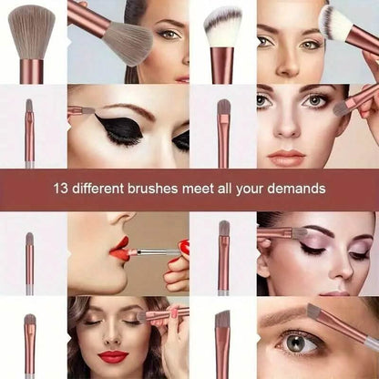 13-Piece: Professional Soft Fluffy Makeup Brush Set with Bag Case - A-1 Thread Vault