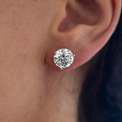 Martini 6.00 Ct D Vs1 Round Lab Created Diamond Earrings 4 Prong 14 K White Gold - A-1 Thread Vault