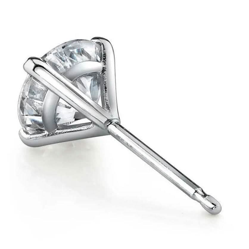 Martini 6.00 Ct D Vs1 Round Lab Created Diamond Earrings 4 Prong 14 K White Gold - A-1 Thread Vault