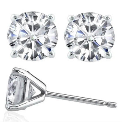 Martini 6.00 Ct D Vs1 Round Lab Created Diamond Earrings 4 Prong 14 K White Gold - A-1 Thread Vault