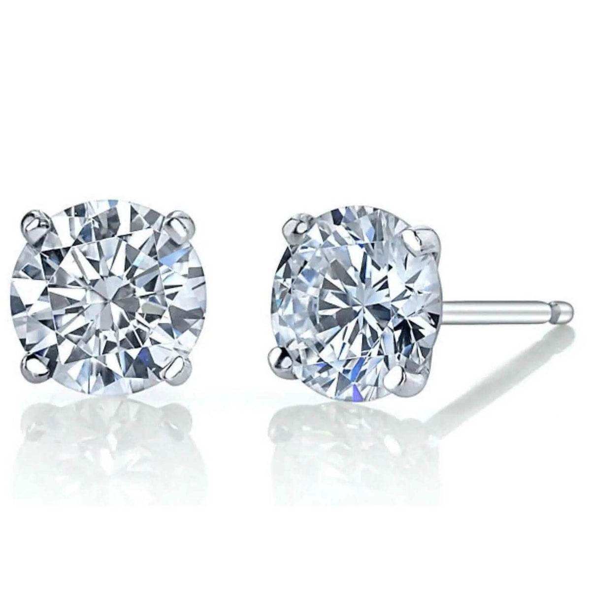 Martini 6.00 Ct D Vs1 Round Lab Created Diamond Earrings 4 Prong 14 K White Gold - A-1 Thread Vault