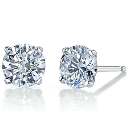 Martini 6.00 Ct D Vs1 Round Lab Created Diamond Earrings 4 Prong 14 K White Gold - A-1 Thread Vault