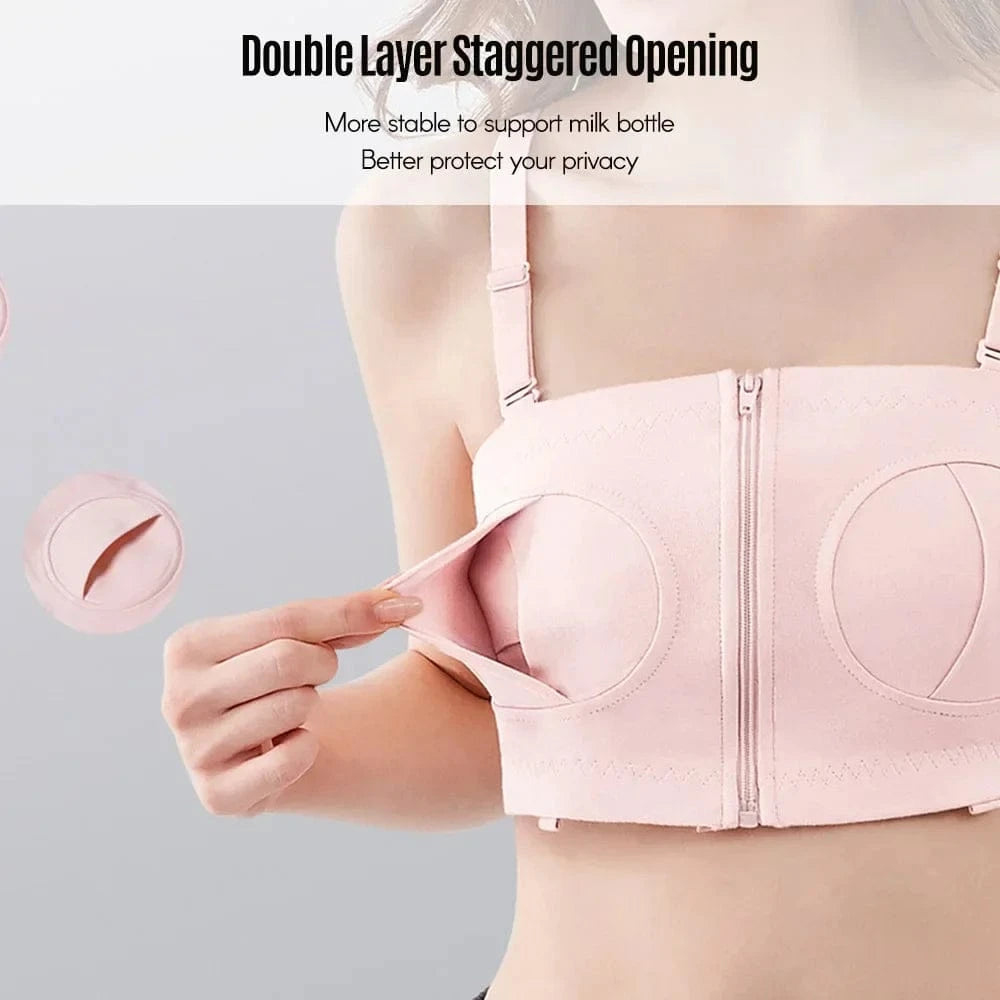 Maternity Bra Hands Free Pumping Bra Adjustable Cotton Breast Pump Bra No Steel Ring Nursing Bra for Breast Pump - A-1 Thread Vault