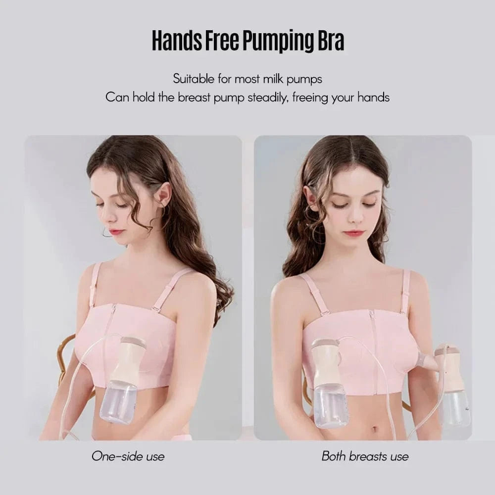 Maternity Bra Hands Free Pumping Bra Adjustable Cotton Breast Pump Bra No Steel Ring Nursing Bra for Breast Pump - A-1 Thread Vault