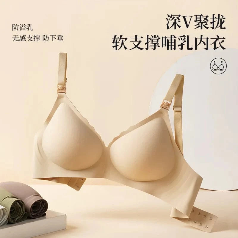 Maternity Bra with Push-up Front To Prevent Sagging Seamless Breathable and Comfortable Nursing Push-up Bra - A-1 Thread Vault