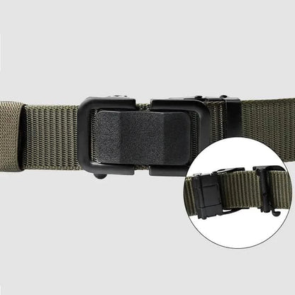 Men's Automatic Metal Buckle Nylon Canvas Webbing Belt - A-1 Thread Vault