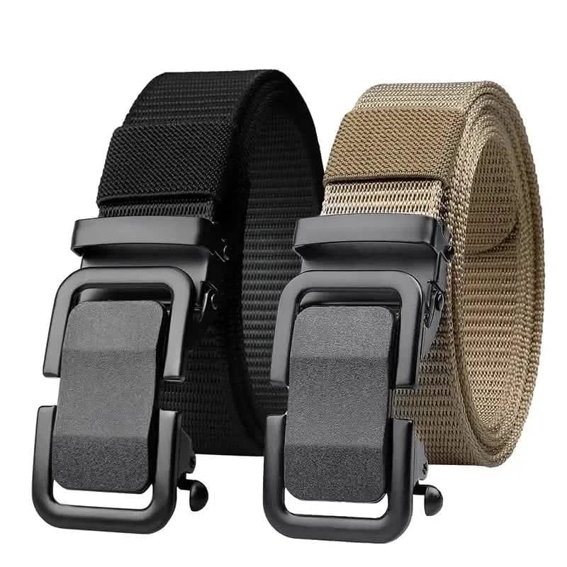 Men's Automatic Metal Buckle Nylon Canvas Webbing Belt - A-1 Thread Vault